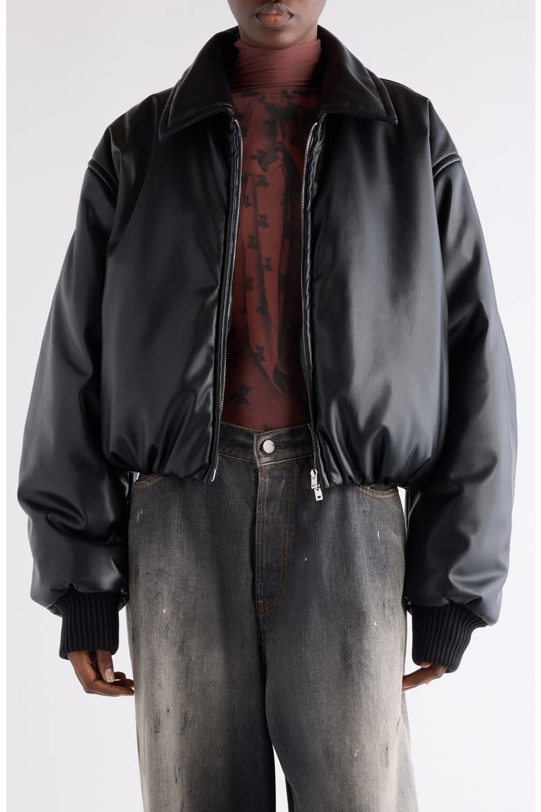 Onnea Faux Leather Bomber Jacket, Main, color, BLACK