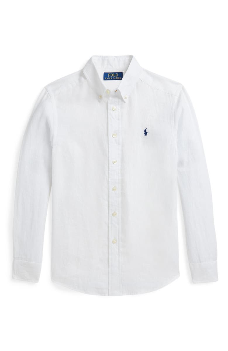 Polo Ralph Lauren Kids' Linen Button-Down Shirt, Main, color, White