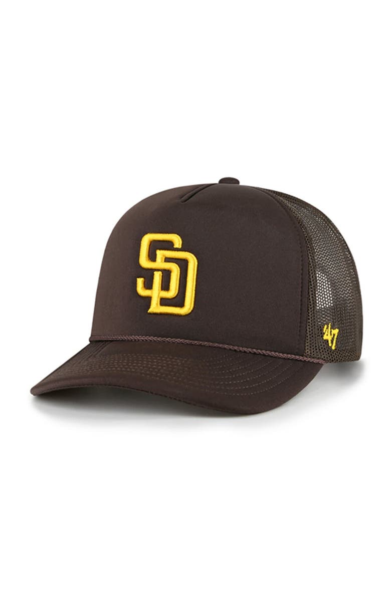 '47 Men's '47 Brown San Diego Padres Foamo Trucker Snapback Hat, Main, color,