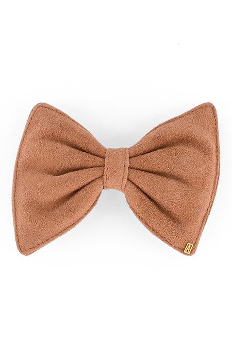 Suede hair bow barette