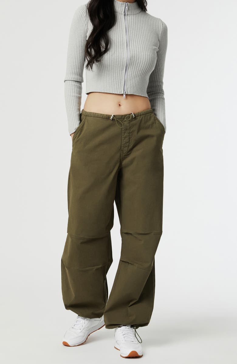Mavi Jeans Hill Toggle Waist Wide Leg Cargo Pants, Alternate, color, Khaki Move