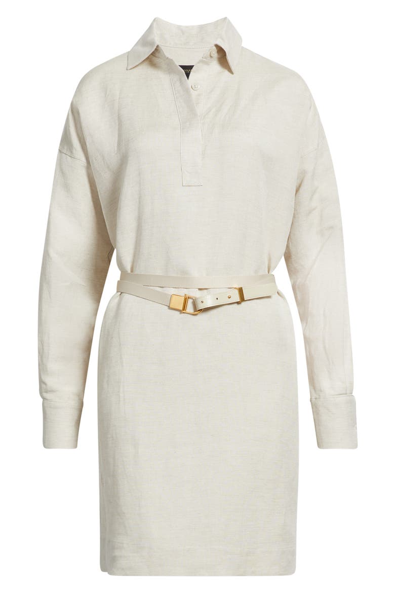 Belted Long Sleeve Polo Dress, Alternate, color, NATURAL