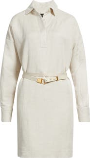 DONNA KARAN WEEKEND Belted Long Sleeve Polo Dress