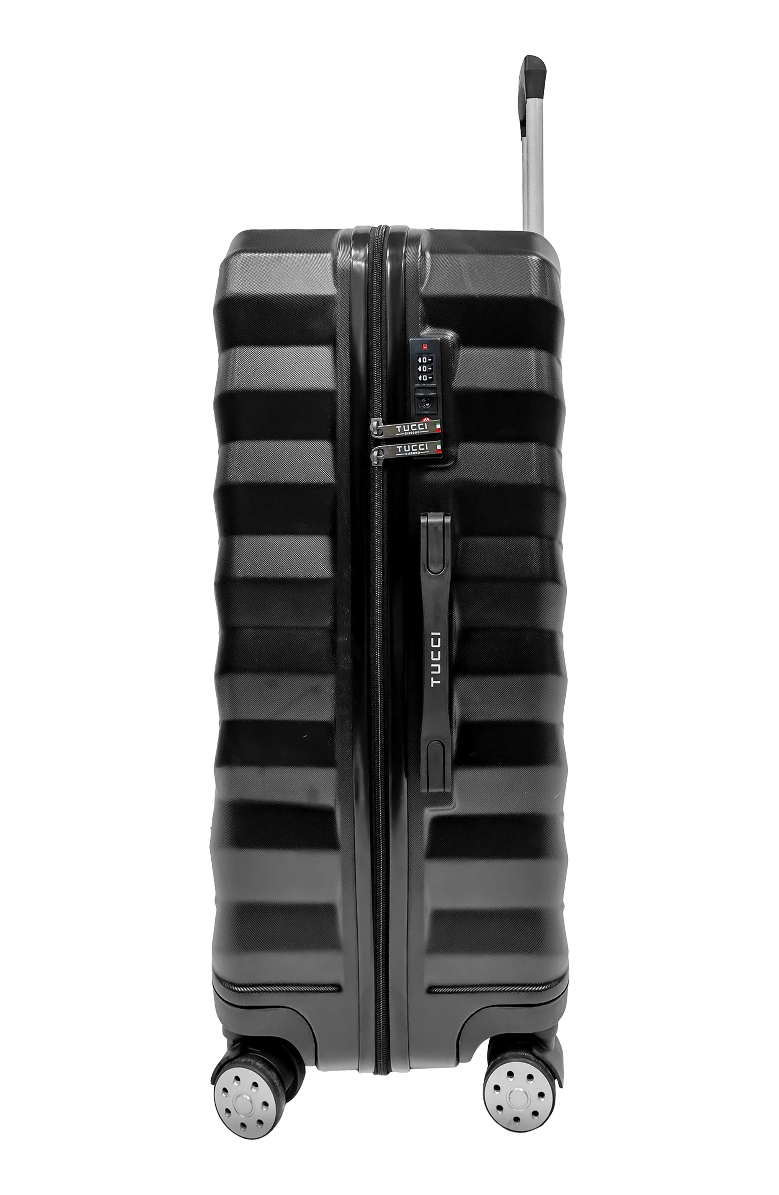 TUCCI Storto Hardshell 3-Piece Spinner Luggage Set, Alternate, color, Black