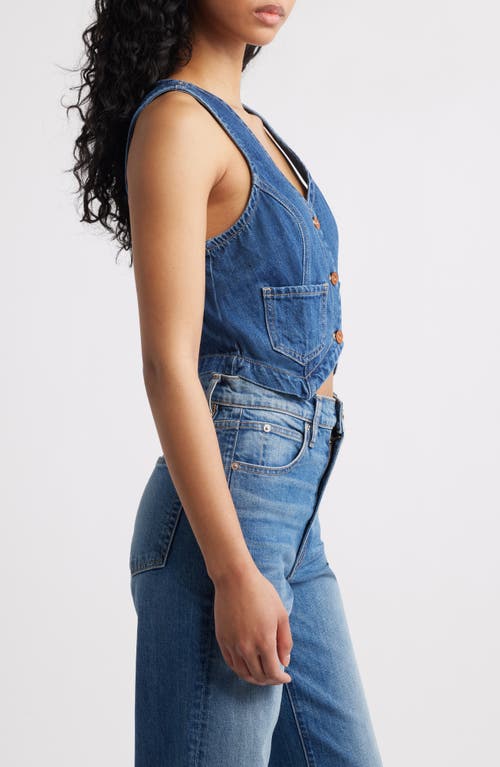 Shop Hidden Jeans Supersoft Crop Denim Vest In Dark Wash