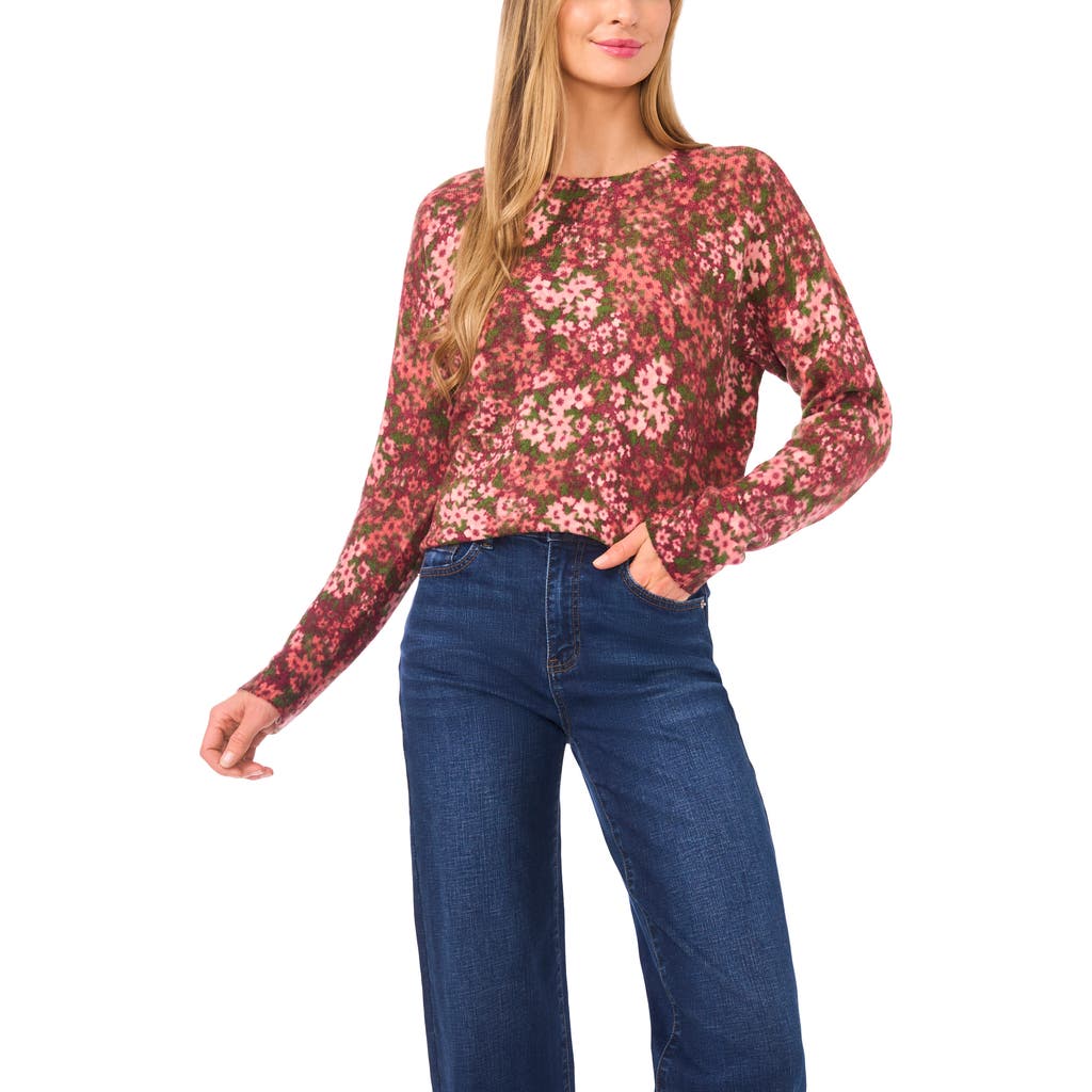 Cece Print Sweater In Red