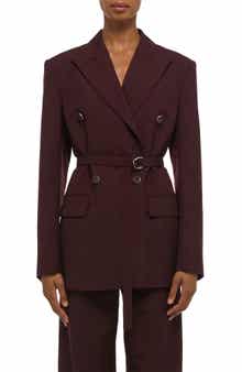 Double Breasted Belted Virgin Wool Blazer