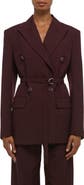 Helmut Lang Double Breasted Belted Virgin Wool Blazer
