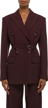 Helmut Lang Double Breasted Belted Virgin Wool Blazer