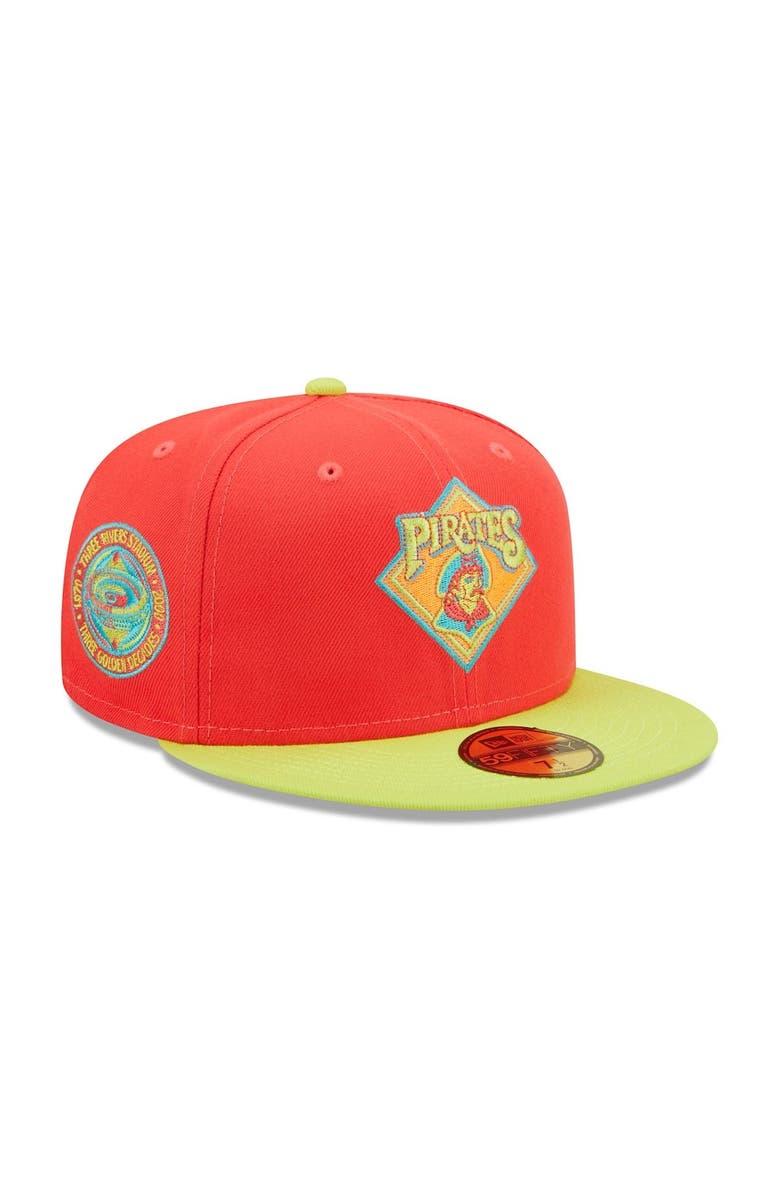 New Era Men's New Era Red/Neon Green Pittsburgh Pirates   Lava Highlighter Combo 59FIFTY Fitted Hat, Main, color, 