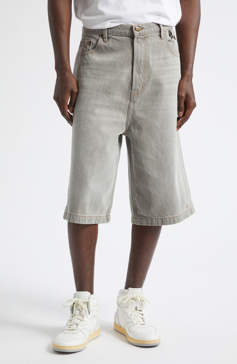 Rhude Baggy Traxedo Denim Shorts, Main, color, Liberty Grey