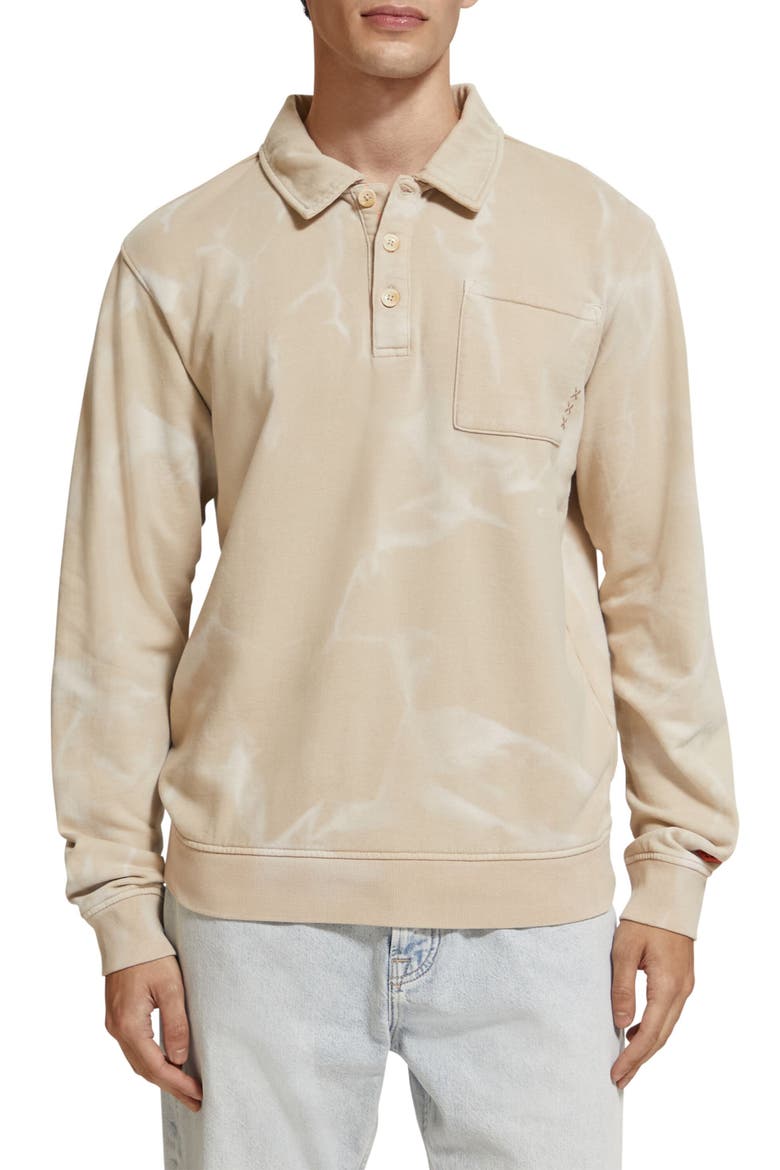 Washed Polo Collar Sweatshirt, Main, color, MEDIUM BEIGE