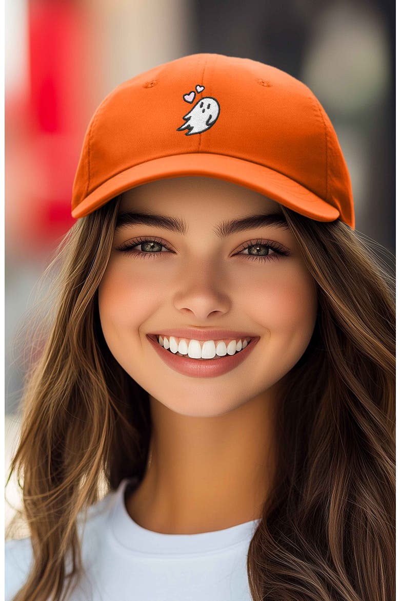 Heartly Ghost Embroidered Cap, Alternate, color, Orange