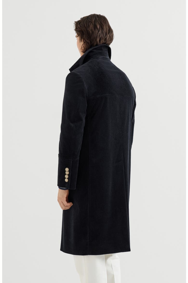 Comfort Cotton And Cashmere Corduroy One-and-a-half Breasted Coat, Alternate, color, Navy Blue
