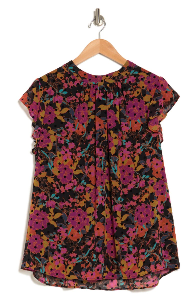 DR2 by Daniel Rainn Floral Flutter Sleeve Tie Back Blouse, Alternate, color,