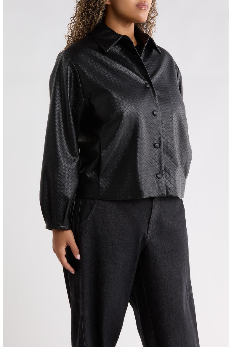 Blouson Sleeve Faux Leather Jacket, Alternate, color, BLACK