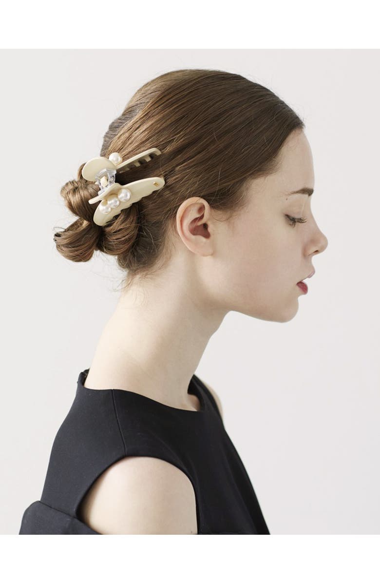 Alexandre de Paris Pearl Claw Clip, Alternate, color, Beige