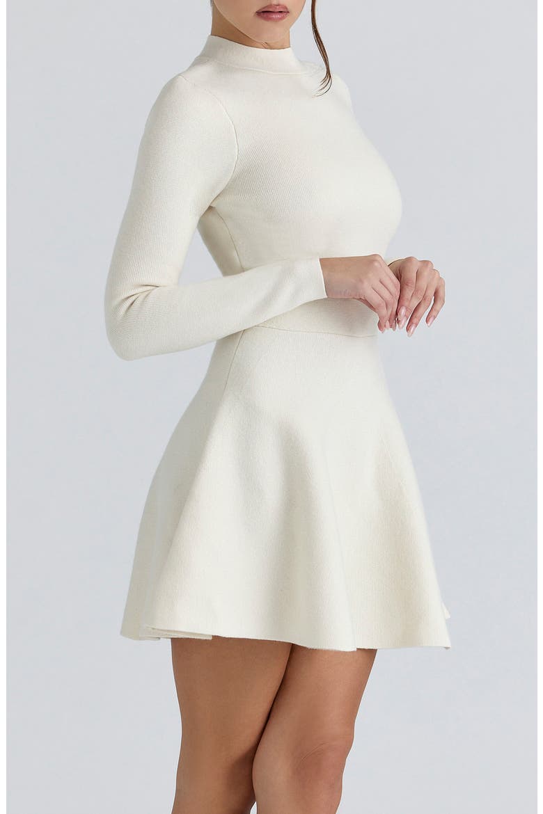 Bonnie Long Sleeve Merino Wool Blend Cocktail Dress, Alternate, color, CREAM