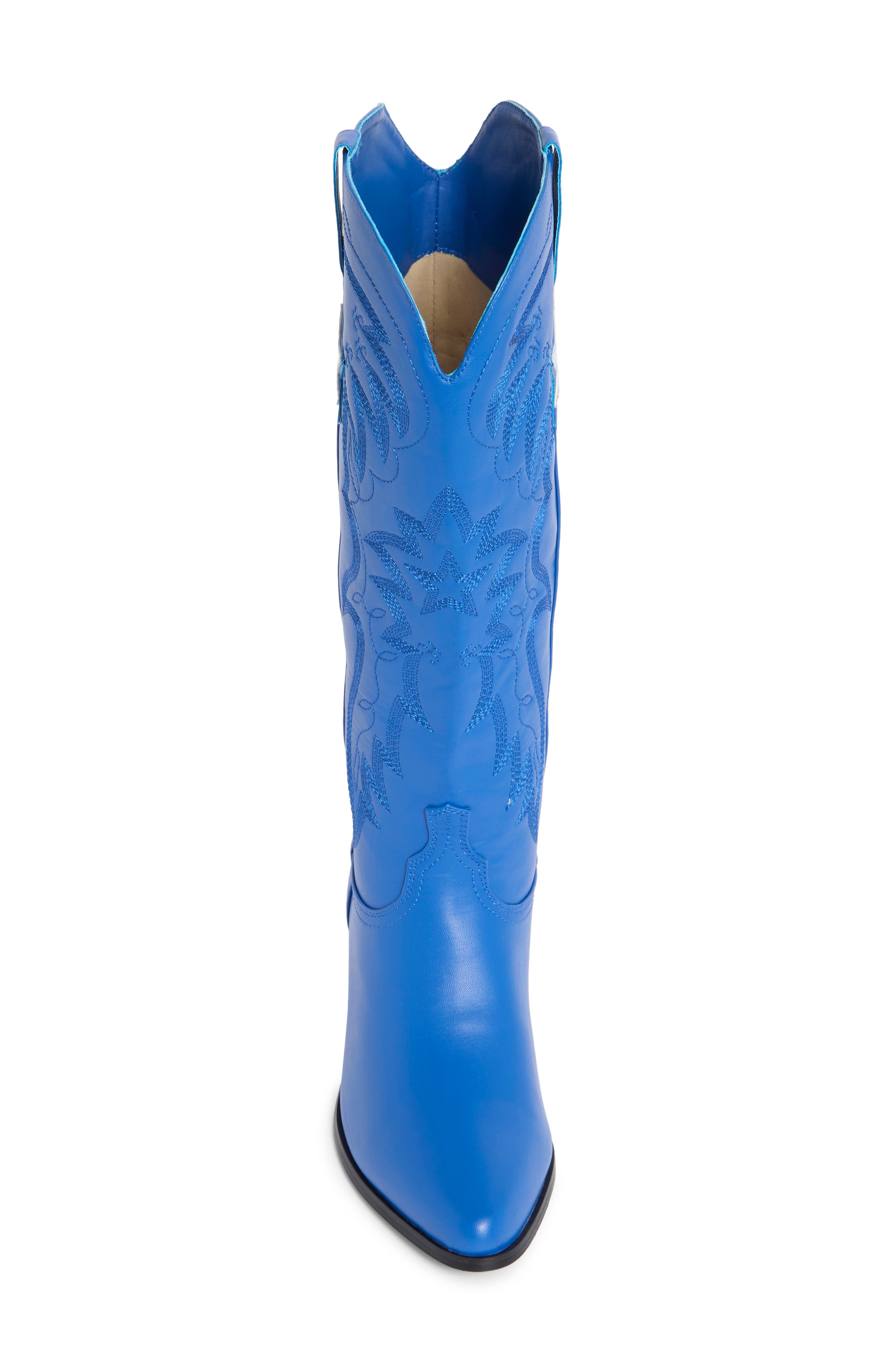 Ubelle Faux Leather Western Boot, Alternate, color, BLUE/ SILVER METALLIC