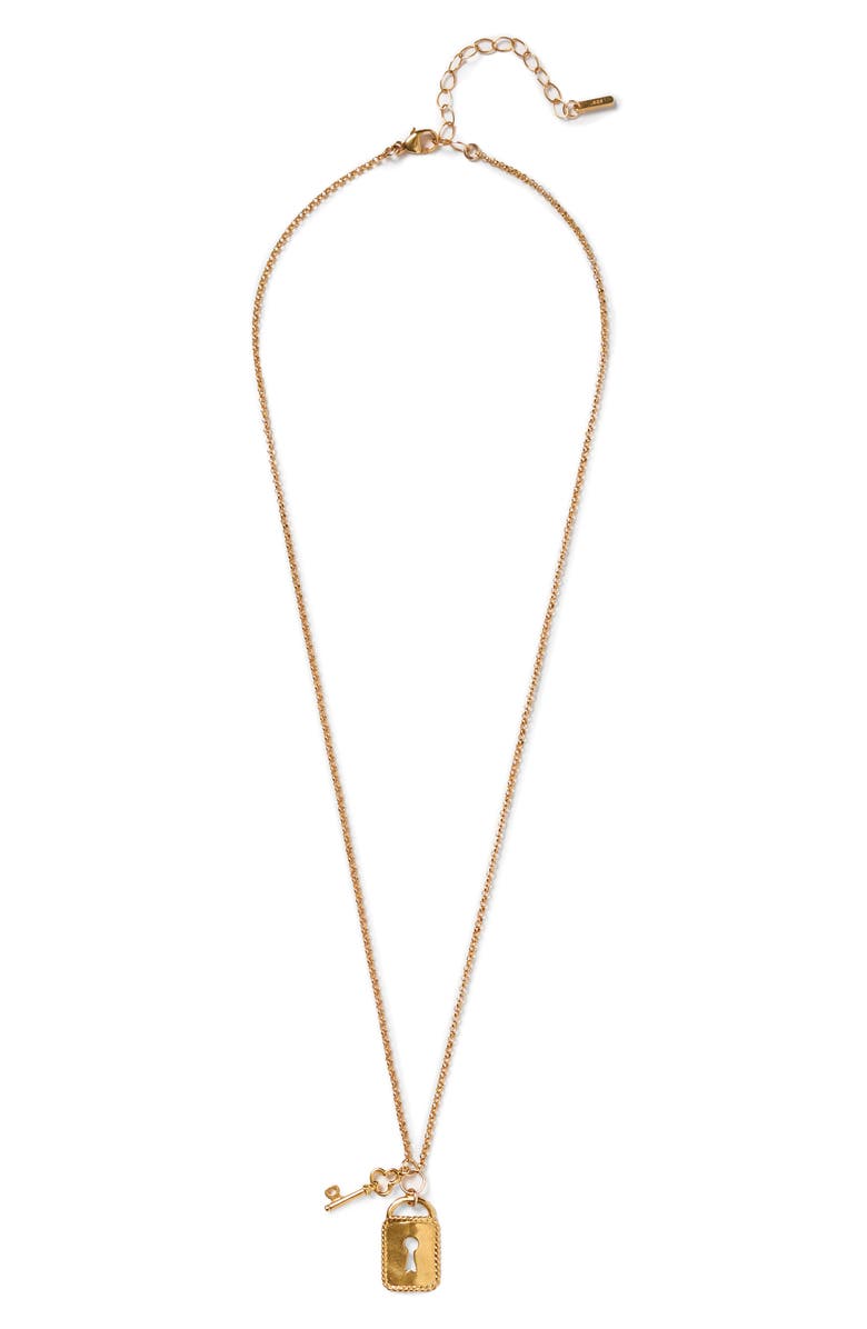 Chan Luu Mini Padlock Pendant Necklace, Main, color, Yellow Gold