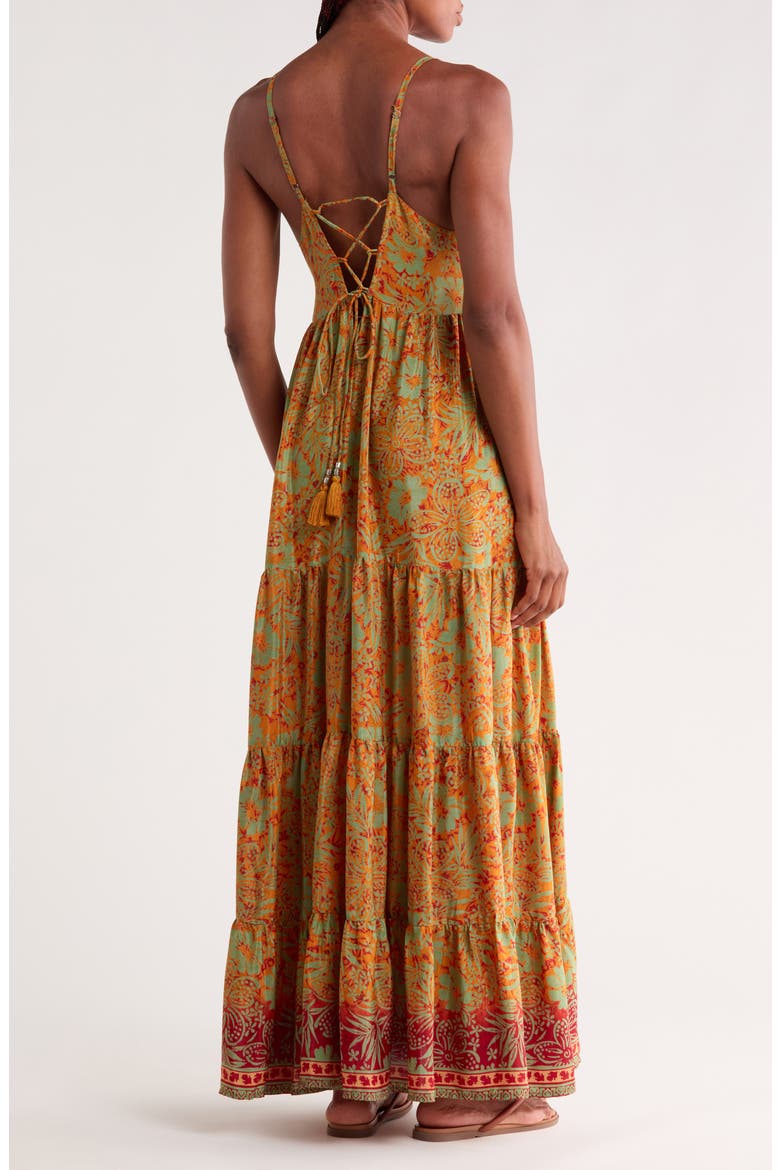 Back Tie Maxi Dress, Alternate, color, RED/ ORANGE