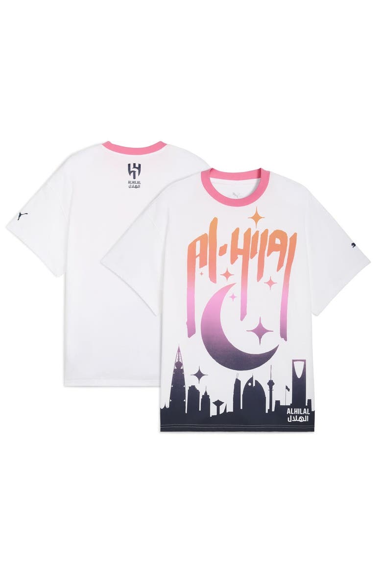 Men's Puma White Al Hilal 2025 FIFA Club World Cup Hoops T-Shirt, Main, color, White