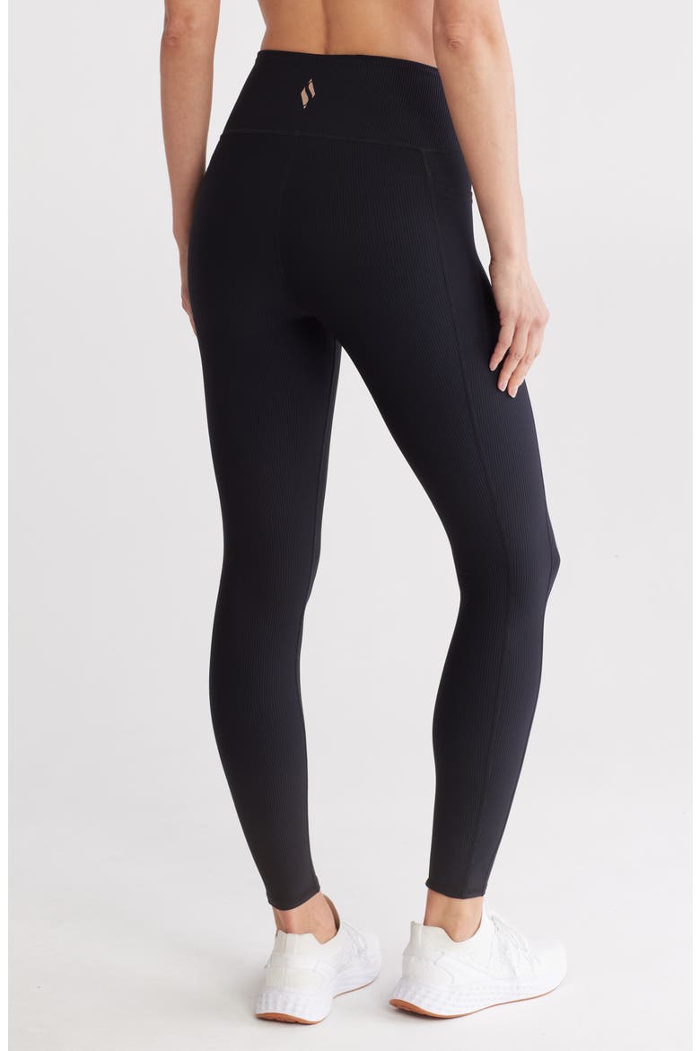 GOFLEX High Waist Pocket Ribbed Leggings, Alternate, color, BLK-BLACK