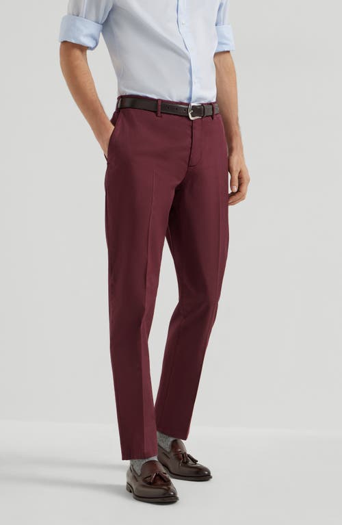 Brunello Cucinelli Garment-dyed Gabardine Trousers In Red