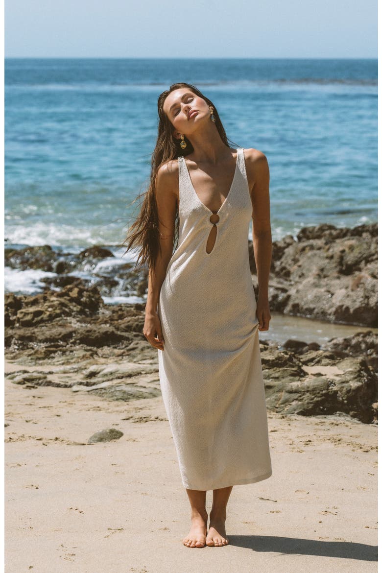 Reef O-Ring Sheer Cover-Up Dress, Alternate, color, IVORY