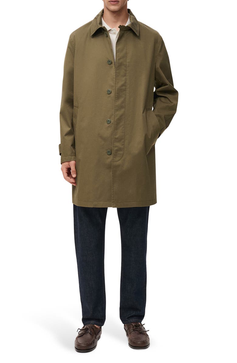 MANGO Classic Water Repellent Trench Coat, Main, color, Khaki Green
