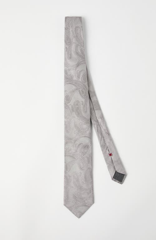 Brunello Cucinelli Silk Tie In Pearl