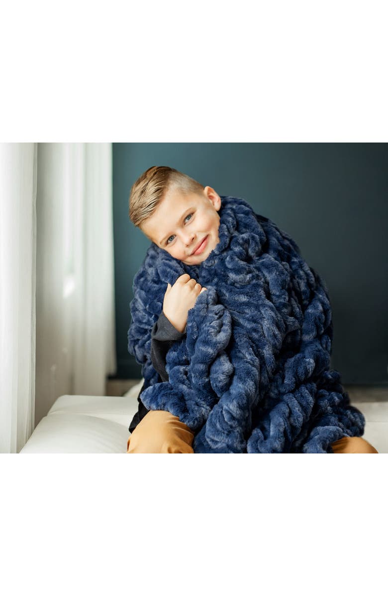 Minky Couture Hugs Navy Blanket, Alternate, color, Navy