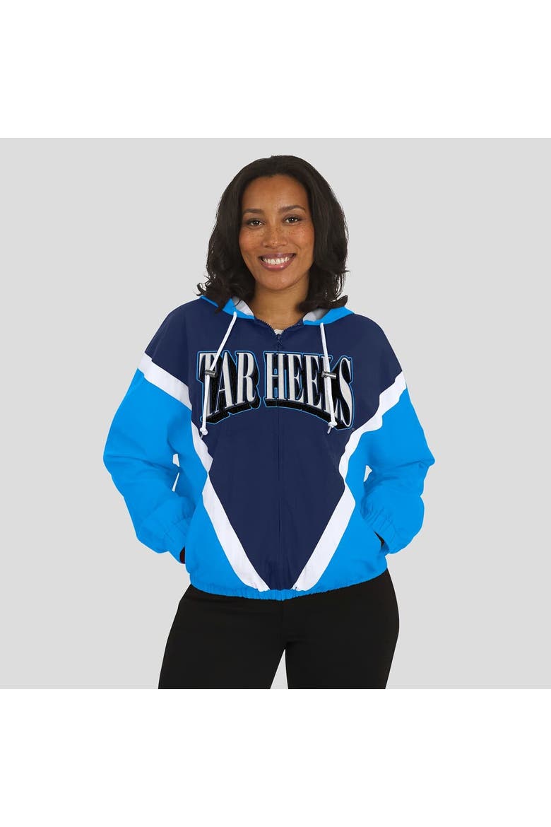 Women's WEAR by Erin Andrews Blue/Navy North Carolina Tar Heels Colorblock Full-Zip Hoodie Windbreaker Jacket, Alternate, color, Blue