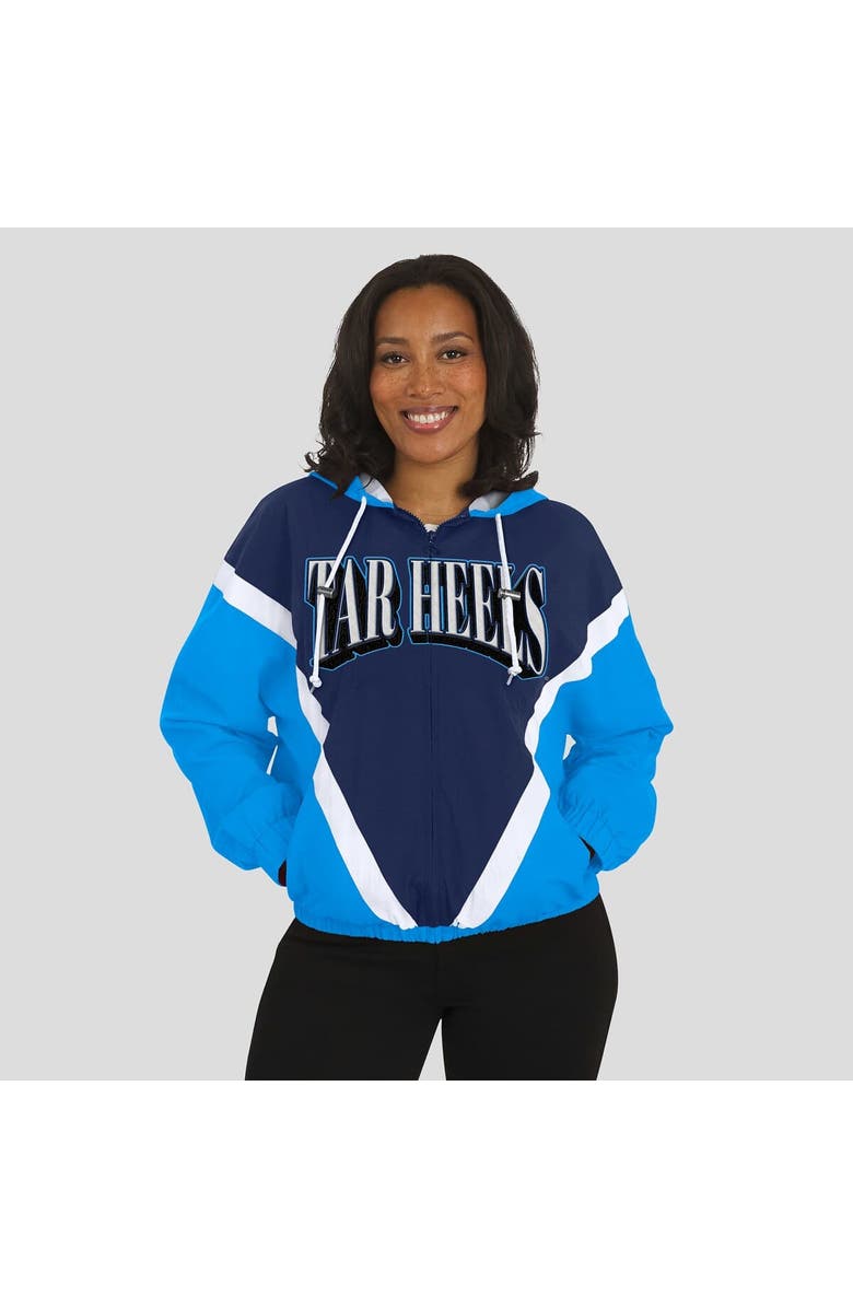 WEAR by Erin Andrews Women's WEAR by Erin Andrews Blue/Navy North Carolina Tar Heels Colorblock Full-Zip Hoodie Windbreaker Jacket, Alternate, color, Blue