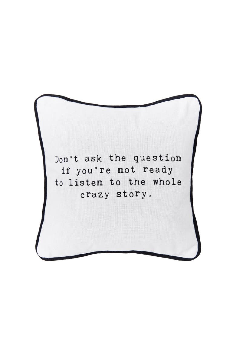 Funny Story Typewriter Font Mini Accent Pillow 10" x 10", Main, color, White