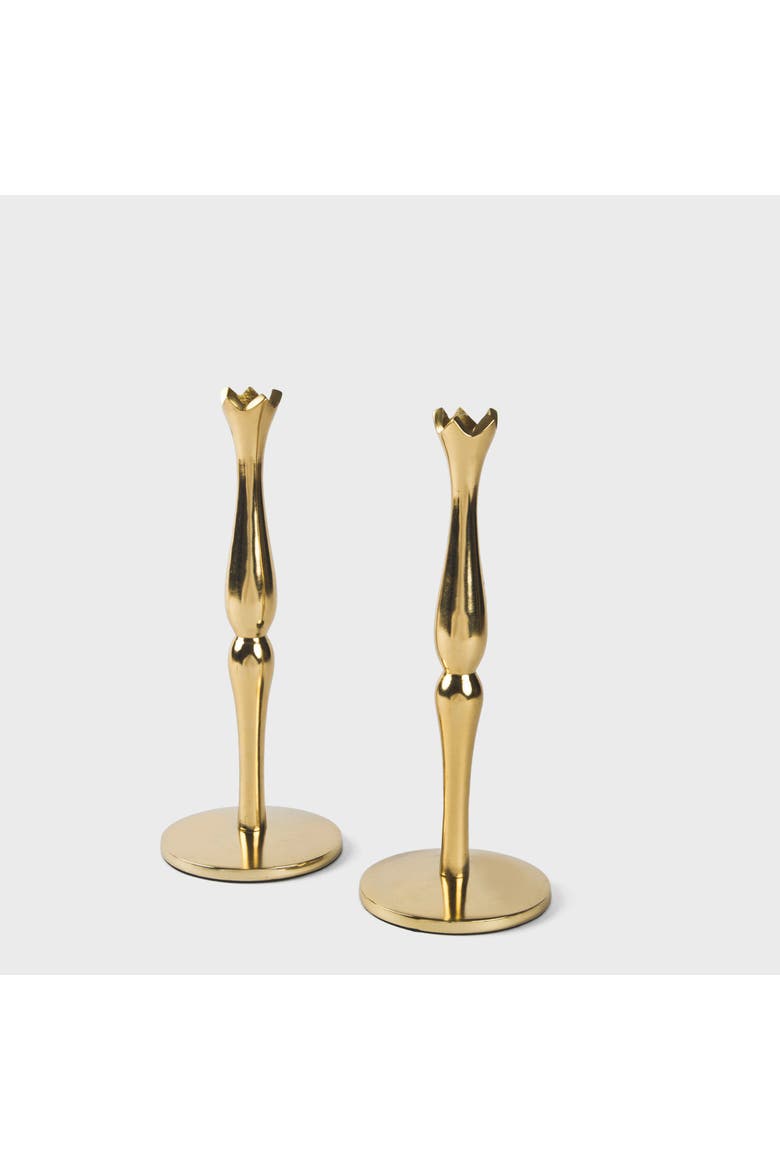 Holiday Accents Brass Candlesticks Set, Alternate, color, Gold - 9"
