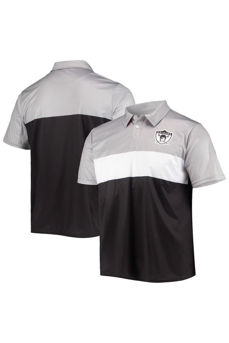 Men's FOCO Silver/Black Las Vegas Raiders Retro Colorblock Polo, Main, color, Gray