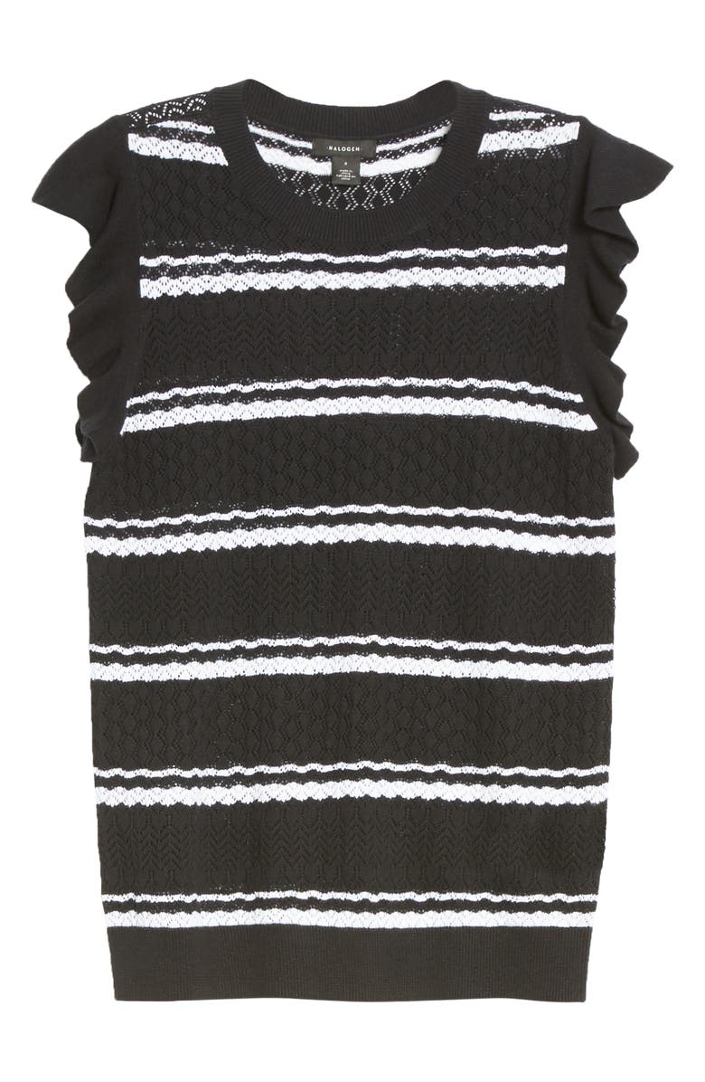 Halogen<sup>®</sup> Stripe Flutter Sleeve Pointelle Pullover, Main, color,