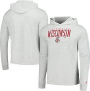 LEAGUE COLLEGIATE WEAR Men's League Collegiate Wear Ash Wisconsin Badgers Team Stack Tumble Long Sleeve Hooded T-Shirt