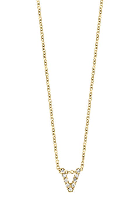18k Gold Pavé Diamond Initial Pendant Necklace