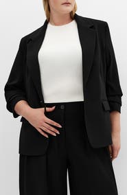 City Chic Abbie Ruched Sleeve Blazer