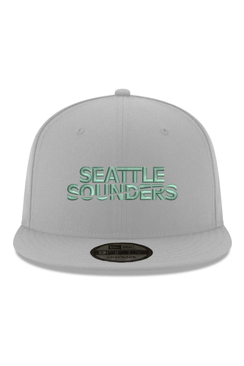 Men's New Era  Gray Seattle Sounders FC  Wordmark 9FIFTY Snapback Hat, Alternate, color, Gray
