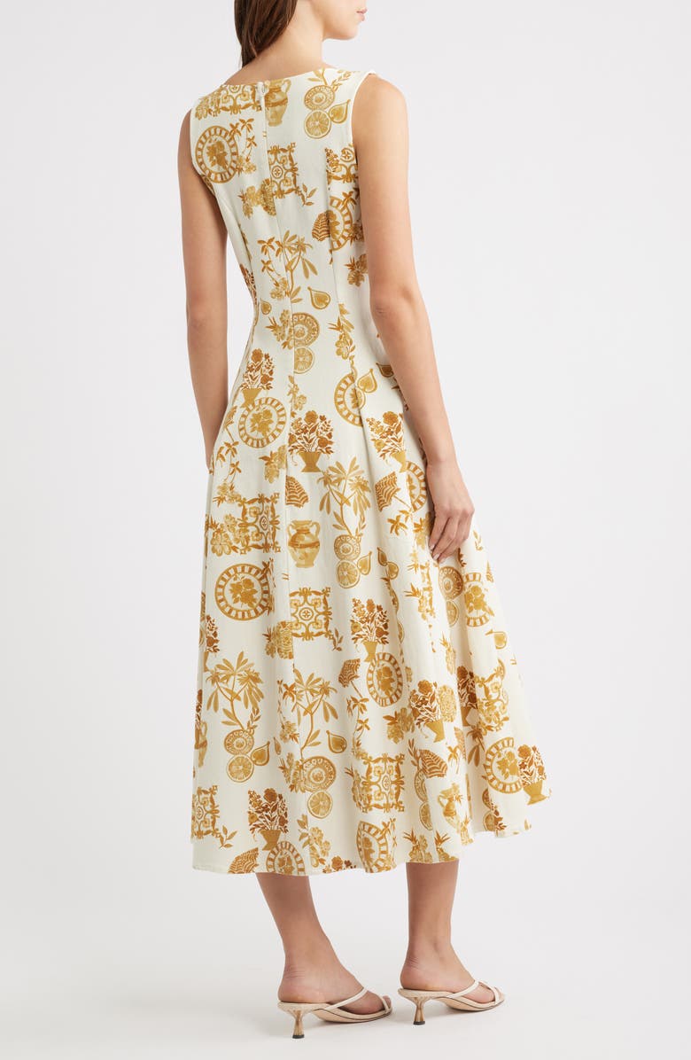 FLYING TOMATO Print Midi Dress, Alternate, color, Ivory