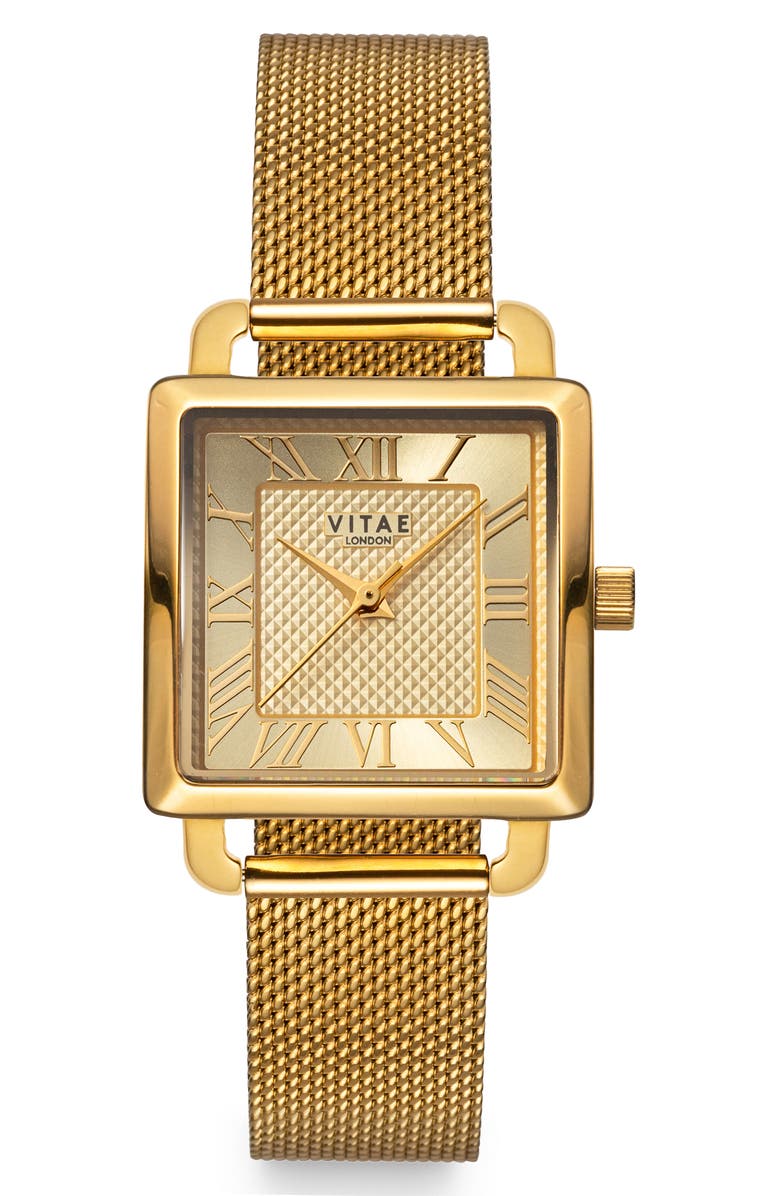 Vitae London Iiesha Petite Mesh Bracelet Watch, 25mm, Main, color, 