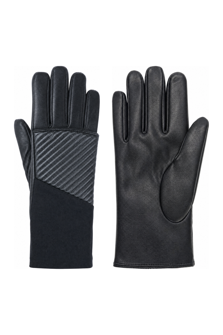 Women's Faux Leather Quilted Fashion Glove, Main, color, Black
