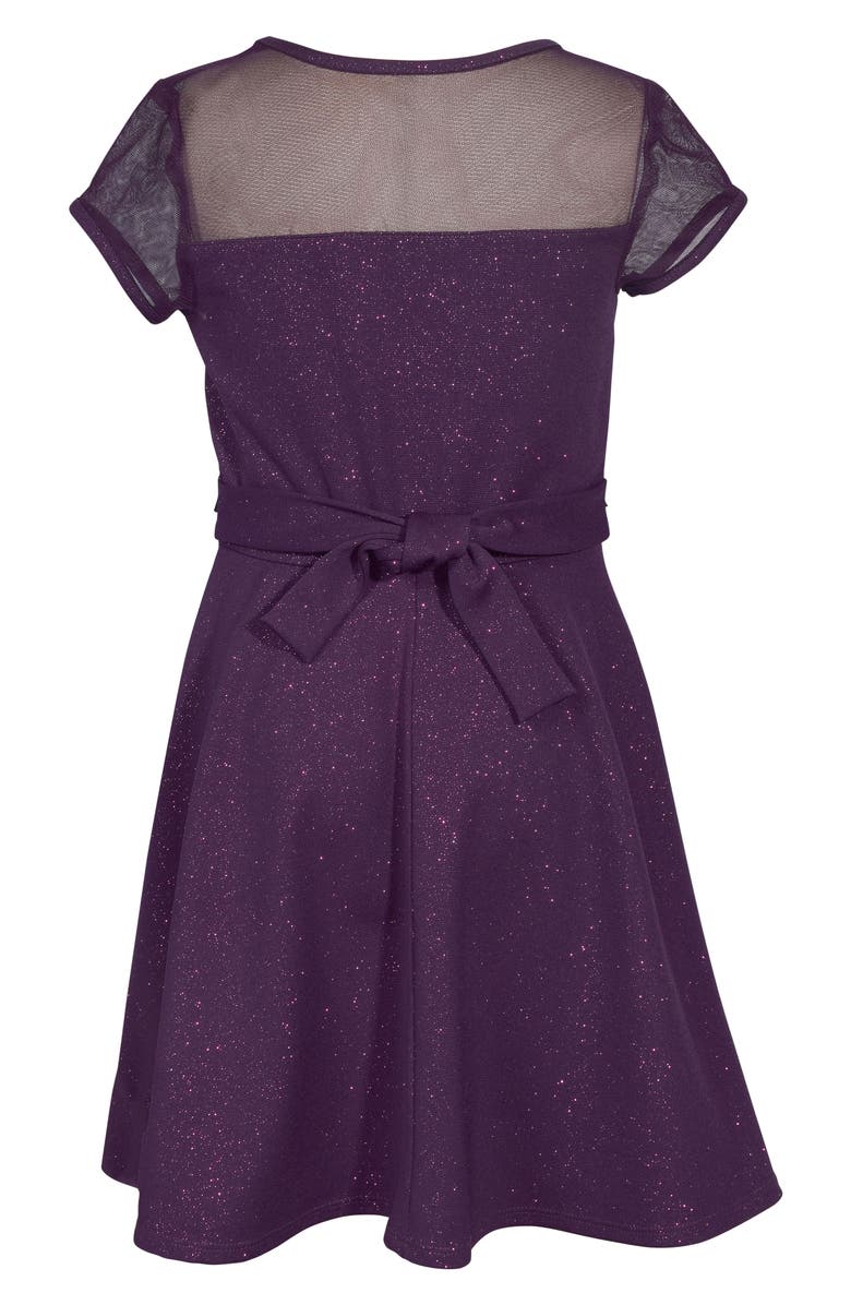 Iris & Ivy Kids' Metallic Illusion Neck Party Dress, Alternate, color, Purple