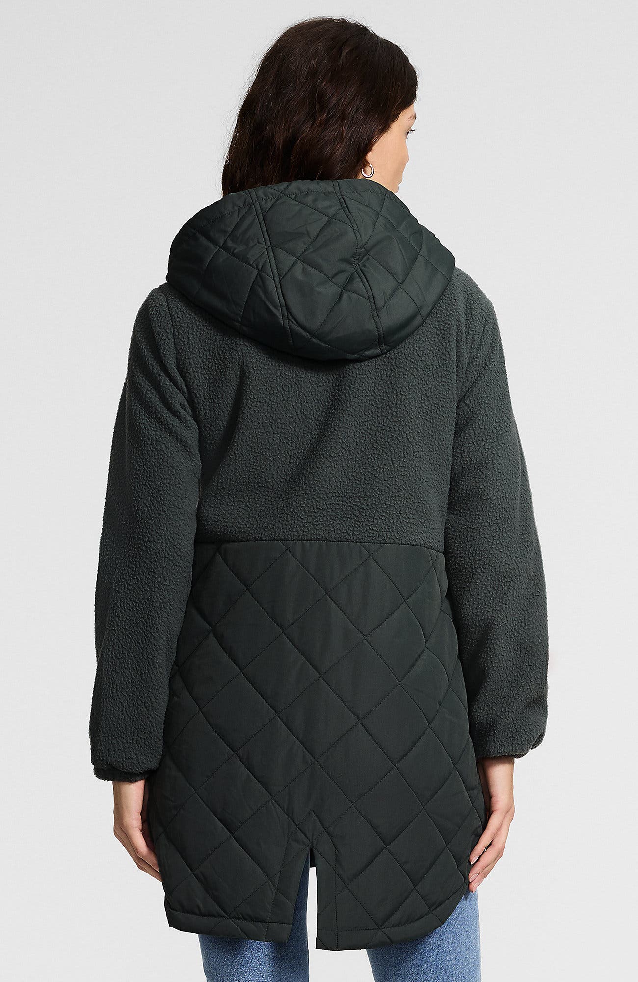 Lands' End High Pile Quilted Mixed Media Parka (Women) | Nordstrom