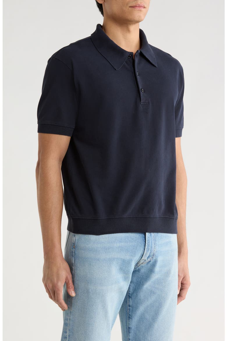 Banded Cotton Piqué Polo, Alternate, color, NAVY