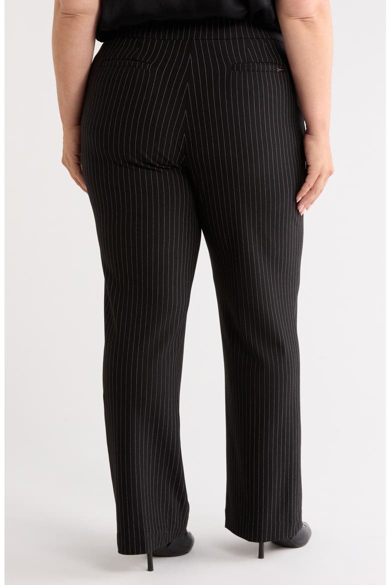 Pinstripe Pull-On Trousers, Alternate, color, ANNE BLACK/ WHITE DOVE