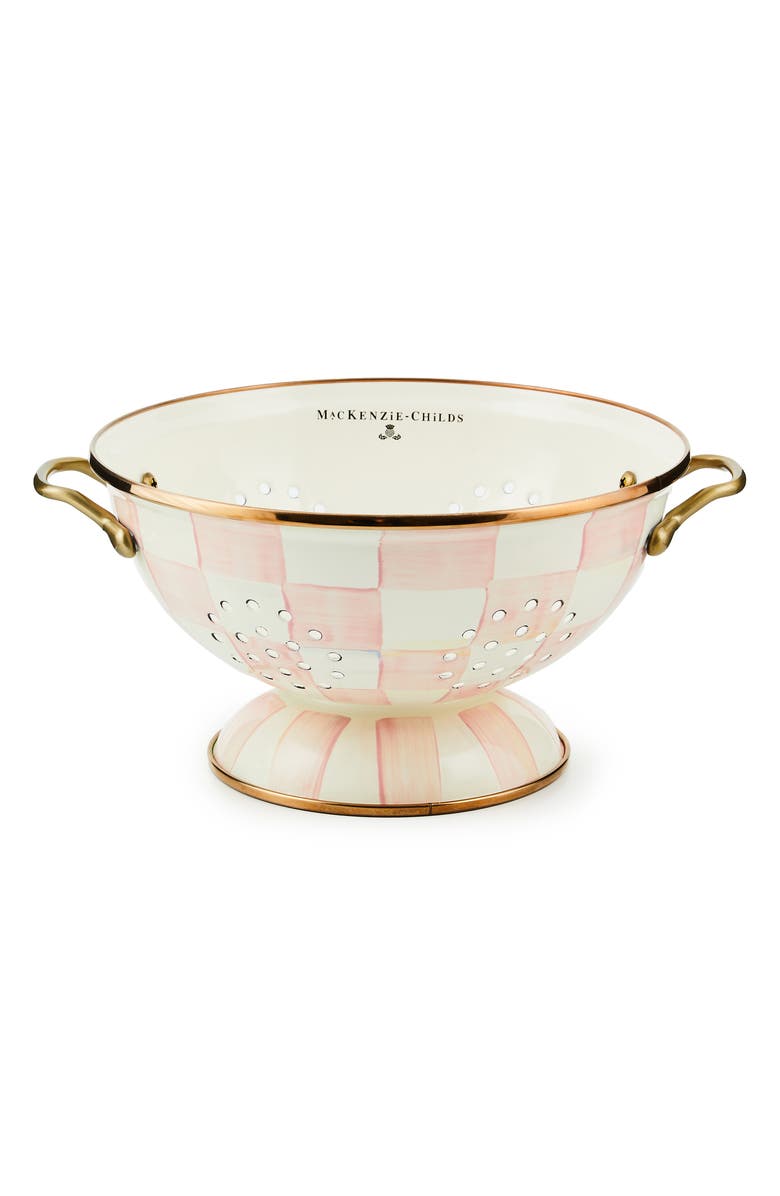 MACKENZIE CHILDS Rosy Check Large Colander, Main, color, Pink/ White